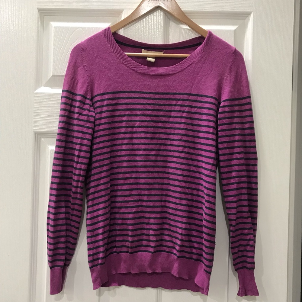 Purple and navy striped sweater
